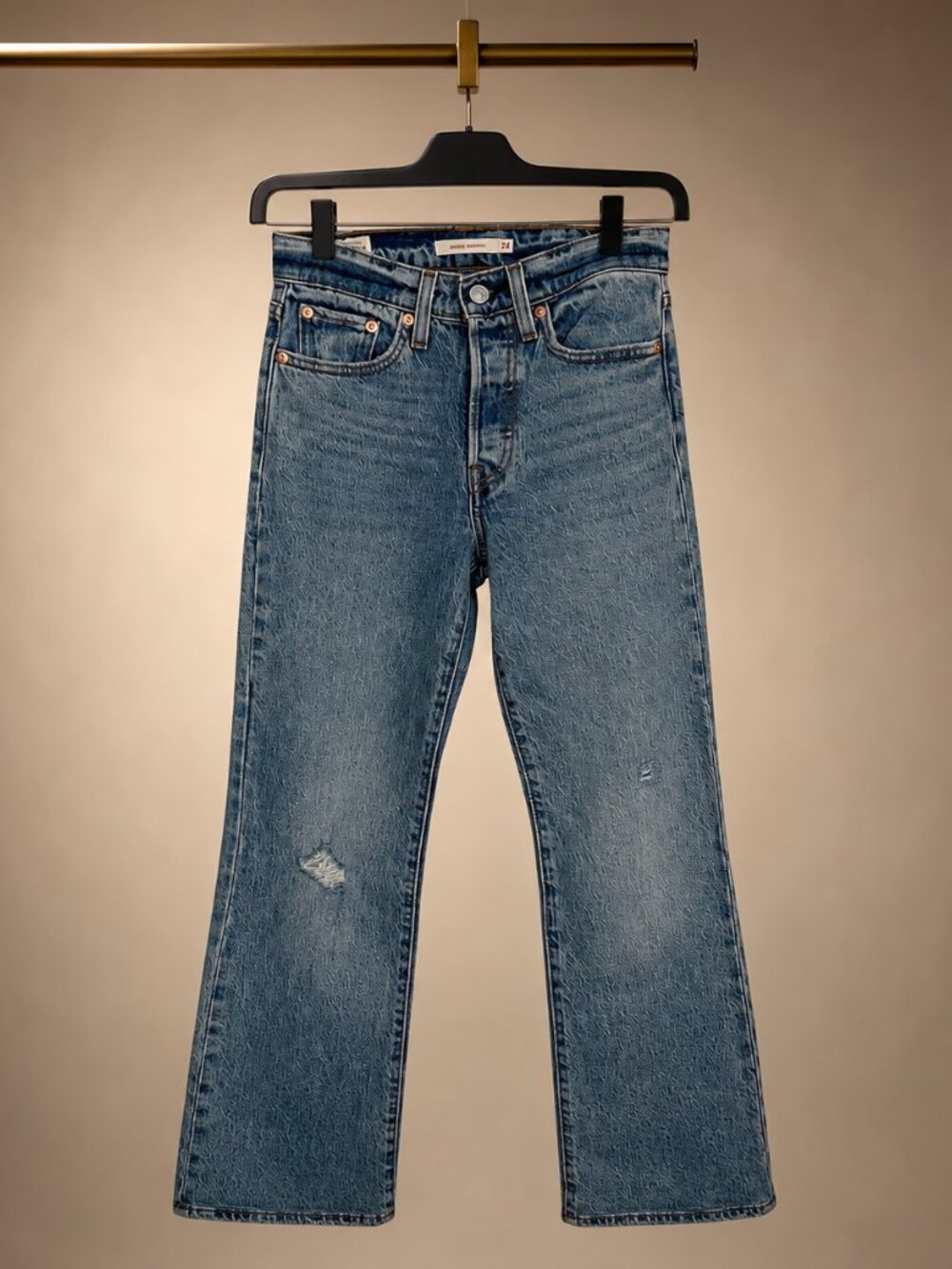 Levis Premium Wedgie Bootcut Jeans Womens 24 High Rise Button Fly Distressed